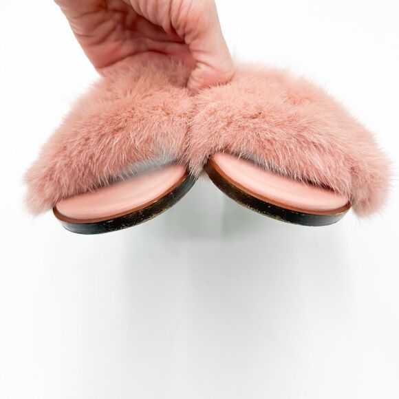 Louis Vuitton LV Lock Pink Mink Fur Slides Sandals EU 38 US 8 - Picture 13 of 13